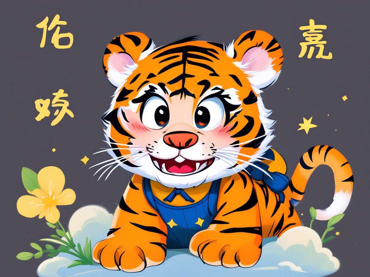 小男孩嘉字属虎，可爱活泼展风采
