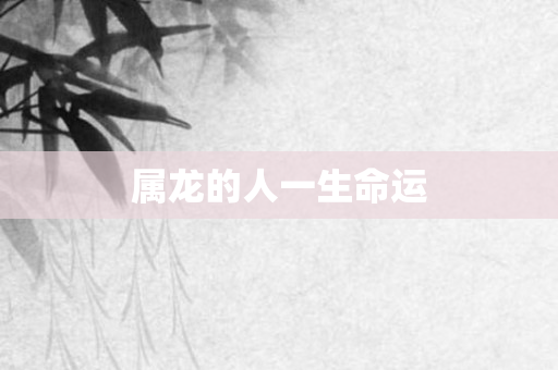 属龙的人一生命运