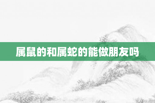 属鼠的和属蛇的能做朋友吗