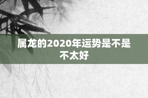 属龙的2020年运势是不是不太好