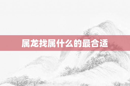 属龙找属什么的最合适