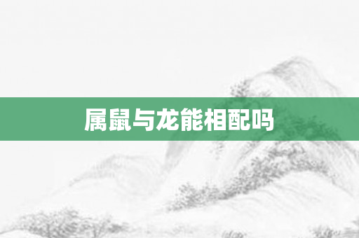 属鼠与龙能相配吗
