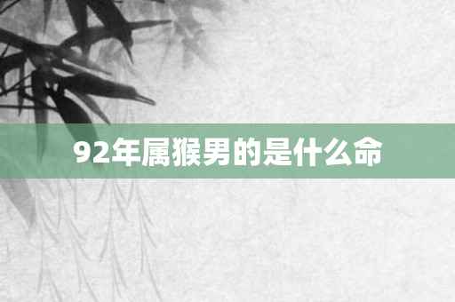 92年属猴男的是什么命