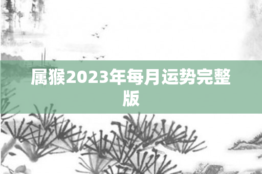 属猴2023年每月运势完整版