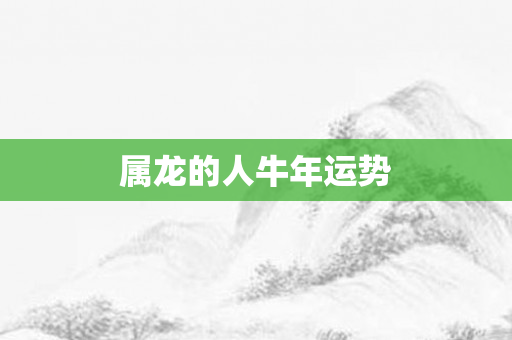 属龙的人牛年运势
