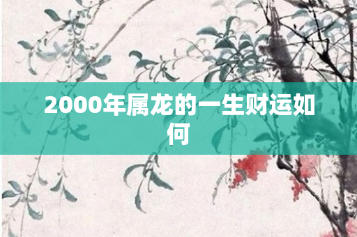 2000年属龙的一生财运如何