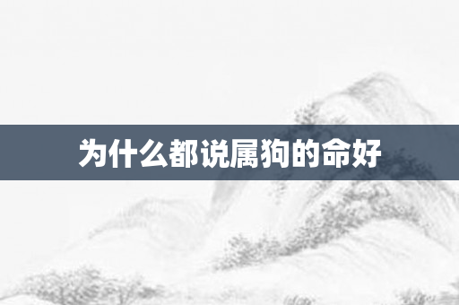为什么都说属狗的命好