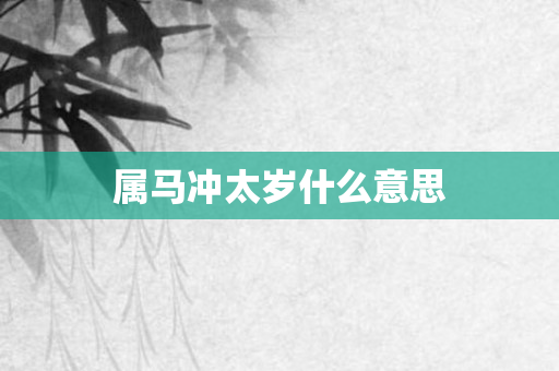 属马冲太岁什么意思