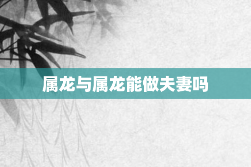 属龙与属龙能做夫妻吗