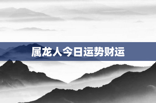属龙人今日运势财运
