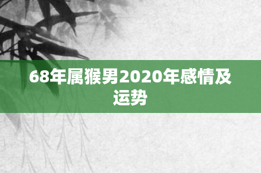 68年属猴男2020年感情及运势