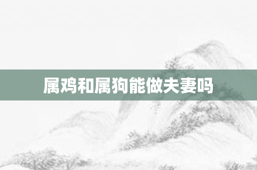 属鸡和属狗能做夫妻吗