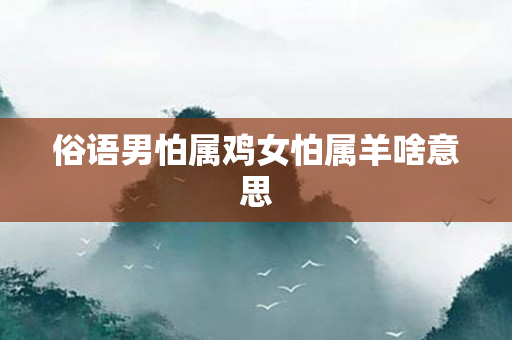 俗语男怕属鸡女怕属羊啥意思