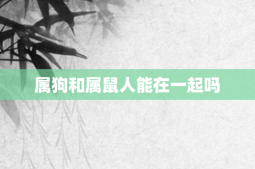 属狗和属鼠人能在一起吗