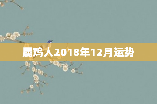 属鸡人2018年12月运势
