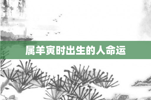 属羊寅时出生的人命运