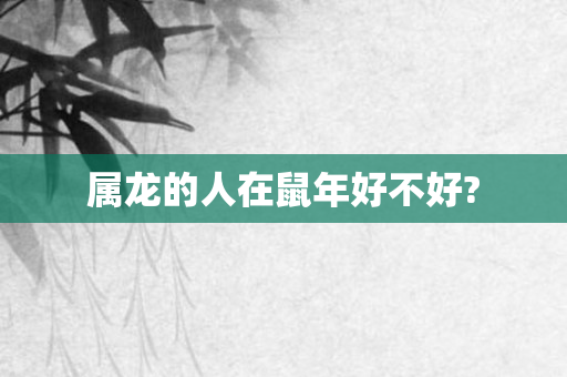 属龙的人在鼠年好不好?