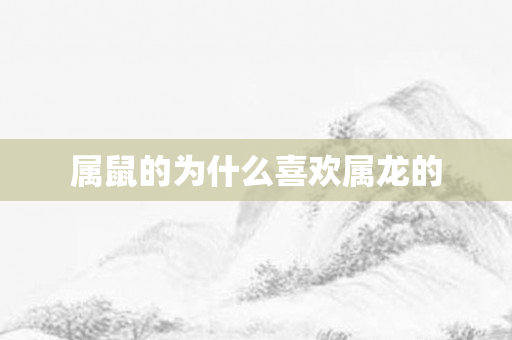 属鼠的为什么喜欢属龙的