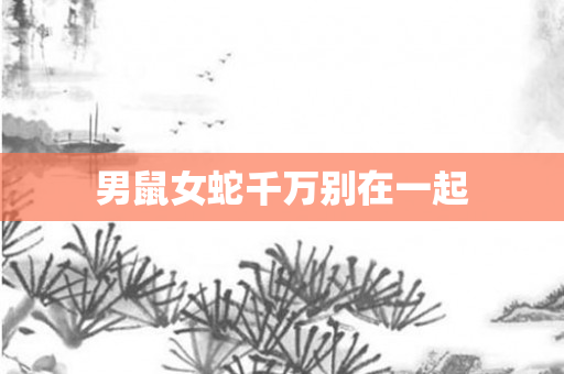 男鼠女蛇千万别在一起