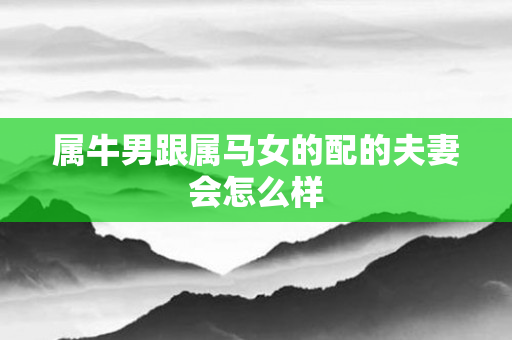属牛男跟属马女的配的夫妻会怎么样