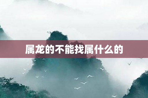 属龙的不能找属什么的