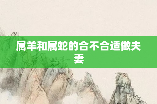 属羊和属蛇的合不合适做夫妻