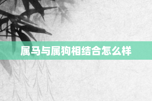 属马与属狗相结合怎么样