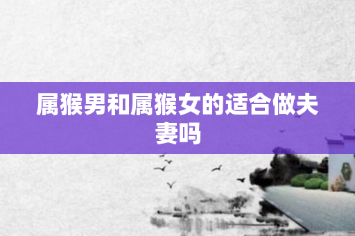 属猴男和属猴女的适合做夫妻吗