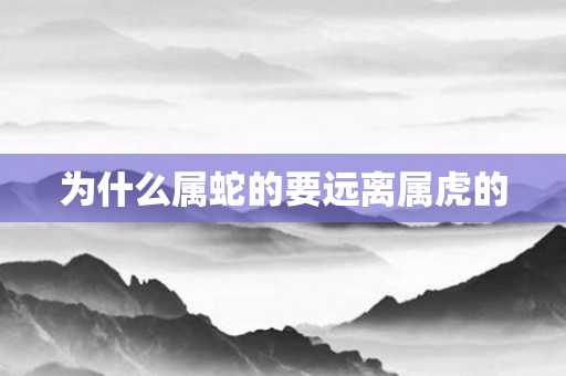 为什么属蛇的要远离属虎的