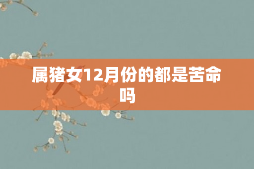 属猪女12月份的都是苦命吗