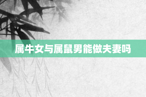 属牛女与属鼠男能做夫妻吗