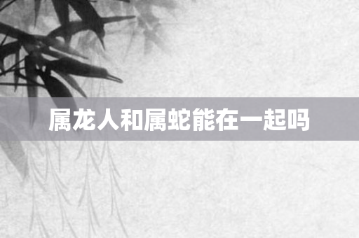 属龙人和属蛇能在一起吗