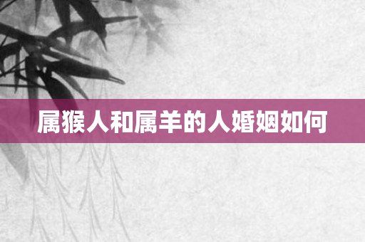 属猴人和属羊的人婚姻如何