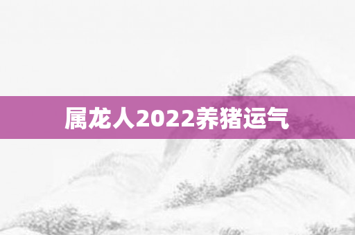 属龙人2022养猪运气