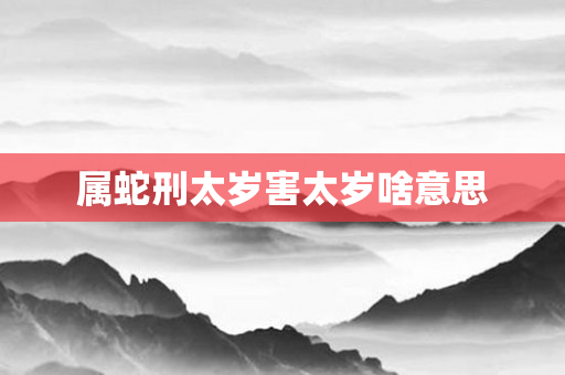 属蛇刑太岁害太岁啥意思