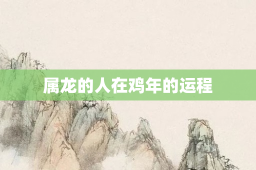 属龙的人在鸡年的运程