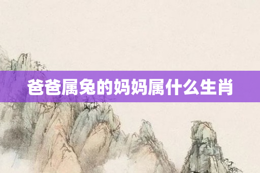 爸爸属兔的妈妈属什么生肖