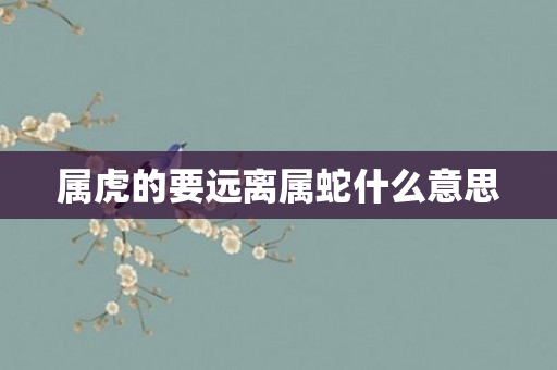 属虎的要远离属蛇什么意思
