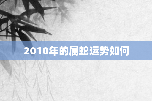 2010年的属蛇运势如何