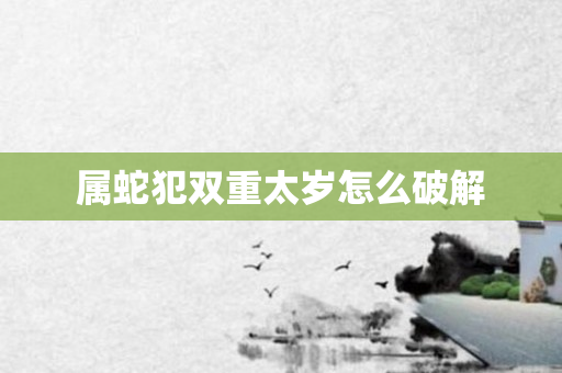 属蛇犯双重太岁怎么破解