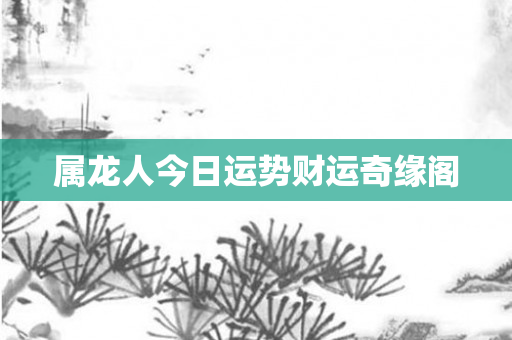 属龙人今日运势财运奇缘阁