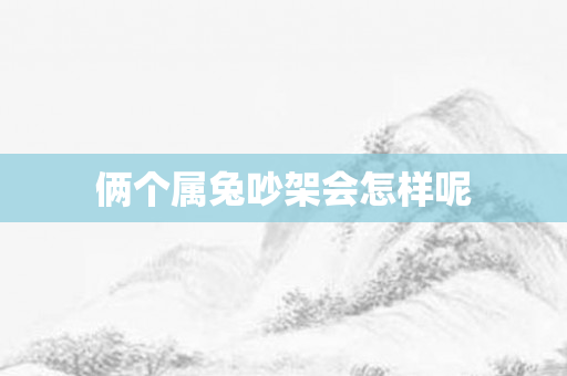 俩个属兔吵架会怎样呢