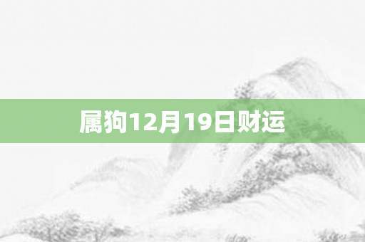 属狗12月19日财运
