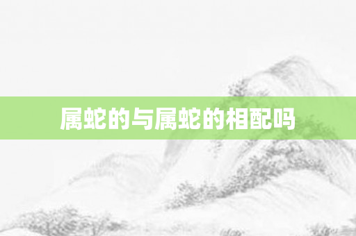 属蛇的与属蛇的相配吗