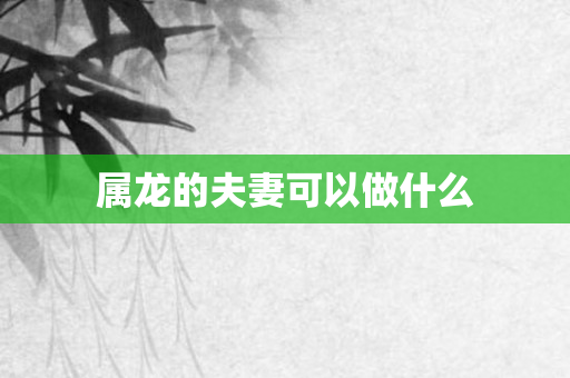 属龙的夫妻可以做什么