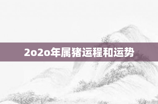 2o *** 属猪运程和运势