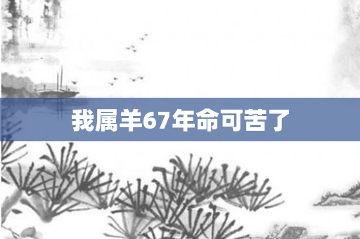 我属羊67年命可苦了