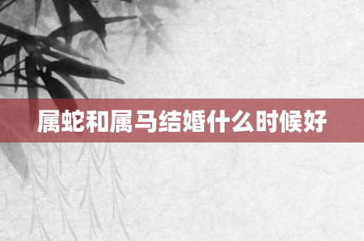 属蛇和属马结婚什么时候好