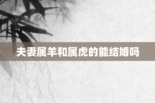 夫妻属羊和属虎的能结婚吗