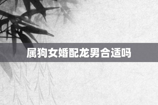 属狗女婚配龙男合适吗